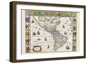 New Map of the Americas-Willem Janszoon Blaeu-Framed Art Print