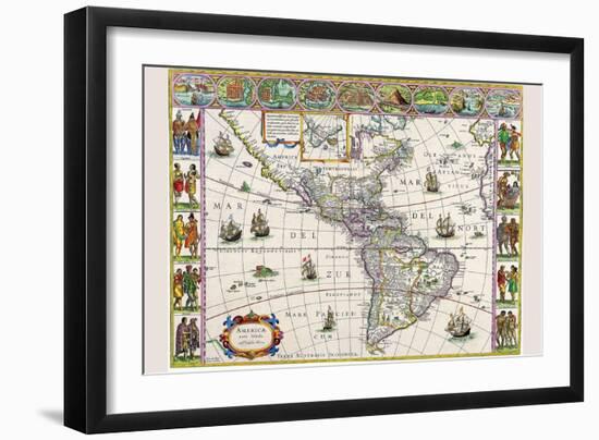 New Map of the Americas-Willem Janszoon Blaeu-Framed Art Print