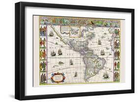 New Map of the Americas-Willem Janszoon Blaeu-Framed Art Print