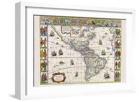 New Map of the Americas-Willem Janszoon Blaeu-Framed Art Print