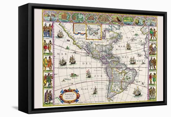 New Map of the Americas-Willem Janszoon Blaeu-Framed Stretched Canvas