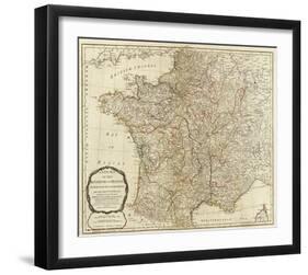 New Map of the Kingdom of France, c.1790-Thomas Kitchin-Framed Art Print