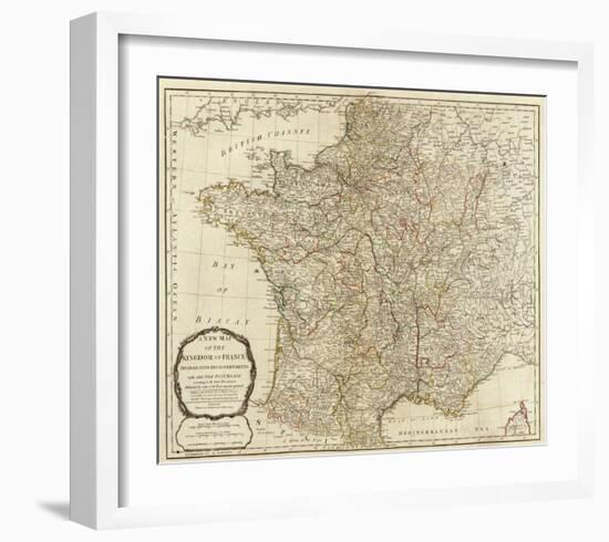 New Map of the Kingdom of France, c.1790-Thomas Kitchin-Framed Art Print