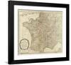 New Map of the Kingdom of France, c.1790-Thomas Kitchin-Framed Art Print