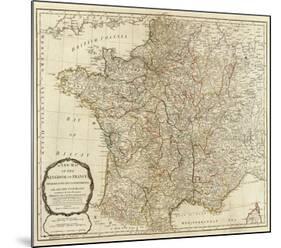 New Map of the Kingdom of France, c.1790-Thomas Kitchin-Mounted Art Print