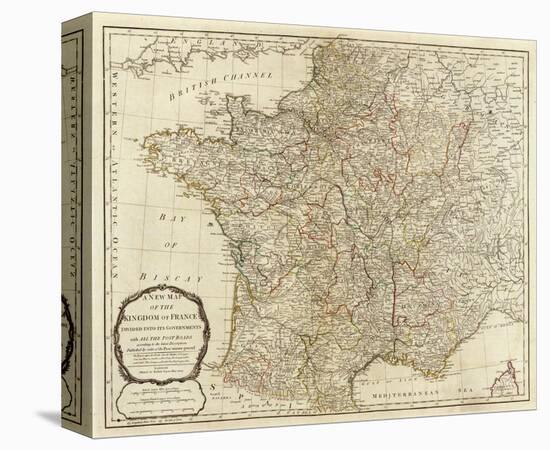 New Map of the Kingdom of France, c.1790-Thomas Kitchin-Stretched Canvas