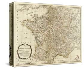 New Map of the Kingdom of France, c.1790-Thomas Kitchin-Stretched Canvas