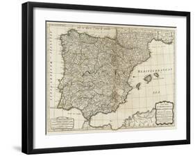 New Map of the Kingdoms of Spain and Portugal, c.1790-Thomas Kitchin-Framed Art Print