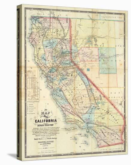 New Map of The State of California and Nevada Territory, c.1863-Leander Ransom-Stretched Canvas