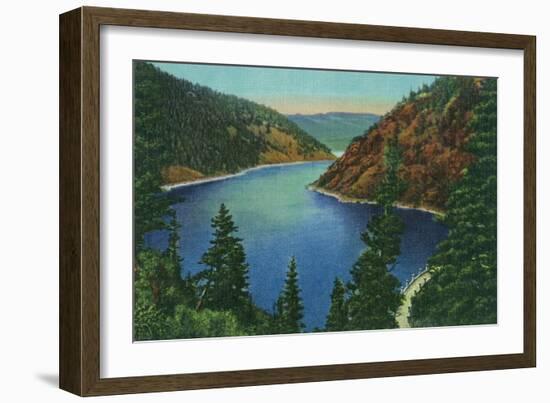 New Mexico, Aerial View of Eagle Nest Lake and Dam-Lantern Press-Framed Art Print