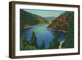 New Mexico, Aerial View of Eagle Nest Lake and Dam-Lantern Press-Framed Art Print