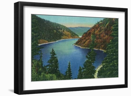 New Mexico, Aerial View of Eagle Nest Lake and Dam-Lantern Press-Framed Art Print