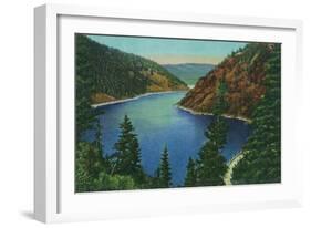 New Mexico, Aerial View of Eagle Nest Lake and Dam-Lantern Press-Framed Art Print