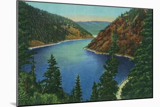 New Mexico, Aerial View of Eagle Nest Lake and Dam-Lantern Press-Mounted Art Print