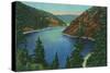 New Mexico, Aerial View of Eagle Nest Lake and Dam-Lantern Press-Stretched Canvas