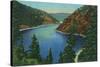 New Mexico, Aerial View of Eagle Nest Lake and Dam-Lantern Press-Stretched Canvas