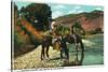 New Mexico - Apache Natives on Horseback Stop for Water at Rio Navajo-Lantern Press-Stretched Canvas