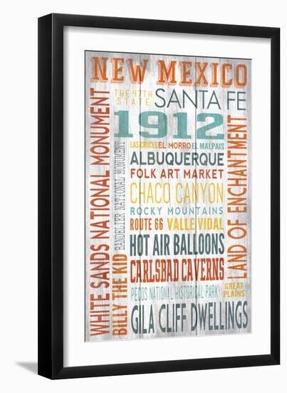 New Mexico - Barnwood Typography-Lantern Press-Framed Art Print