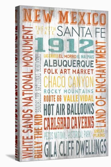New Mexico - Barnwood Typography-Lantern Press-Stretched Canvas