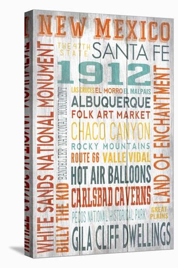 New Mexico - Barnwood Typography-Lantern Press-Stretched Canvas