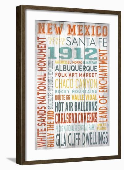 New Mexico - Barnwood Typography-Lantern Press-Framed Art Print
