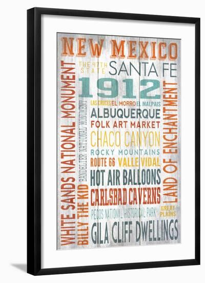 New Mexico - Barnwood Typography-Lantern Press-Framed Art Print