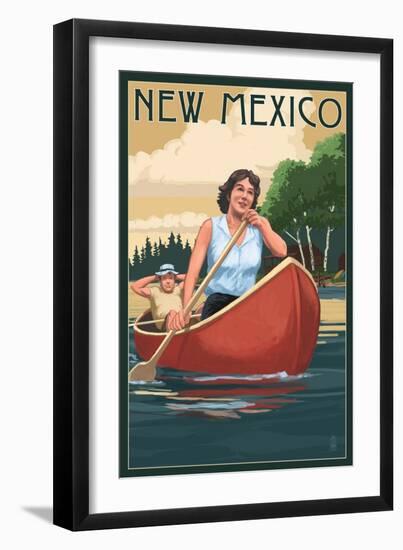 New Mexico - Canoers on Lake-Lantern Press-Framed Art Print