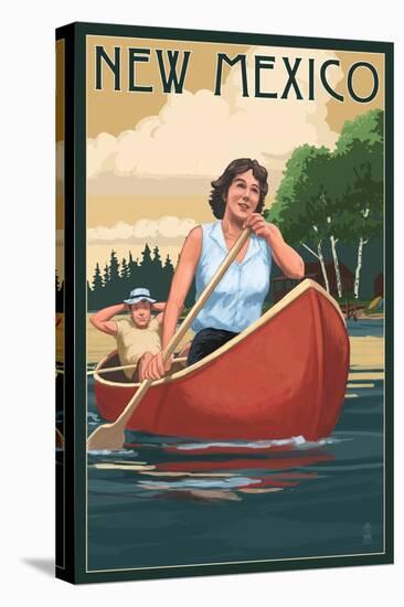 New Mexico - Canoers on Lake-Lantern Press-Stretched Canvas