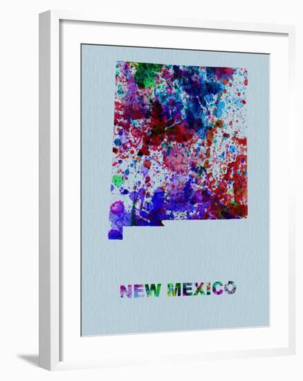 New Mexico Color Splatter Map-NaxArt-Framed Art Print