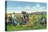 New Mexico, Cowboys at the Chuck Wagon on the Roundup-Lantern Press-Stretched Canvas