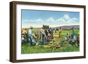 New Mexico, Cowboys at the Chuck Wagon on the Roundup-Lantern Press-Framed Art Print