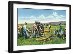 New Mexico, Cowboys at the Chuck Wagon on the Roundup-Lantern Press-Framed Art Print