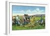 New Mexico, Cowboys at the Chuck Wagon on the Roundup-Lantern Press-Framed Art Print