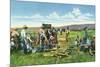 New Mexico, Cowboys at the Chuck Wagon on the Roundup-Lantern Press-Mounted Premium Giclee Print