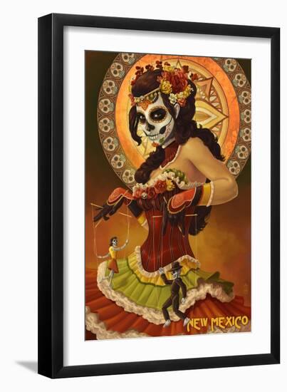 New Mexico - Day of the Dead Marionettes-Lantern Press-Framed Art Print