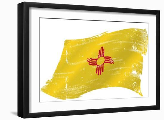 New Mexico Grunge Flag. A Grunge Flag of New Mexico in the Win with a Texture-TINTIN75-Framed Art Print