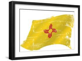 New Mexico Grunge Flag. A Grunge Flag of New Mexico in the Win with a Texture-TINTIN75-Framed Art Print