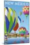 New Mexico - Hot Air Balloons-Lantern Press-Mounted Art Print
