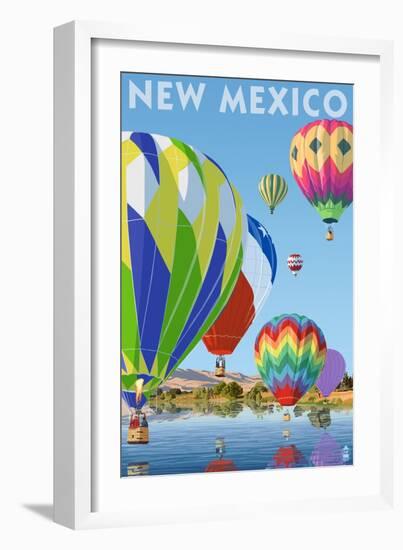 New Mexico - Hot Air Balloons-Lantern Press-Framed Art Print