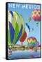 New Mexico - Hot Air Balloons-Lantern Press-Framed Stretched Canvas