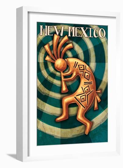 New Mexico - Kokopelli-Lantern Press-Framed Art Print