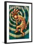 New Mexico - Kokopelli-Lantern Press-Framed Art Print