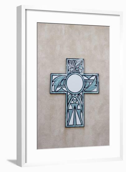 New Mexico, Laguna Mission. Cross in Mission San Jose De La Laguna-Luc Novovitch-Framed Photographic Print