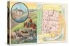 New Mexico Map, Sheep, Mining-null-Stretched Canvas