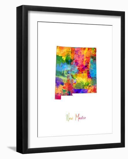 New Mexico Map-Michael Tompsett-Framed Art Print