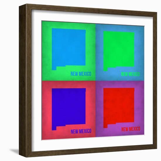 New Mexico Pop Art Map 1-NaxArt-Framed Art Print