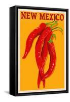 New Mexico - Red Chili Letterpress-Lantern Press-Framed Stretched Canvas