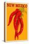 New Mexico - Red Chili Letterpress-Lantern Press-Stretched Canvas