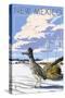 New Mexico - Roadrunner Scene-Lantern Press-Stretched Canvas