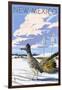 New Mexico - Roadrunner Scene-Lantern Press-Framed Art Print